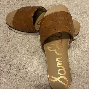 Never worn Sam Edelman Tan Woven Slide Sandals